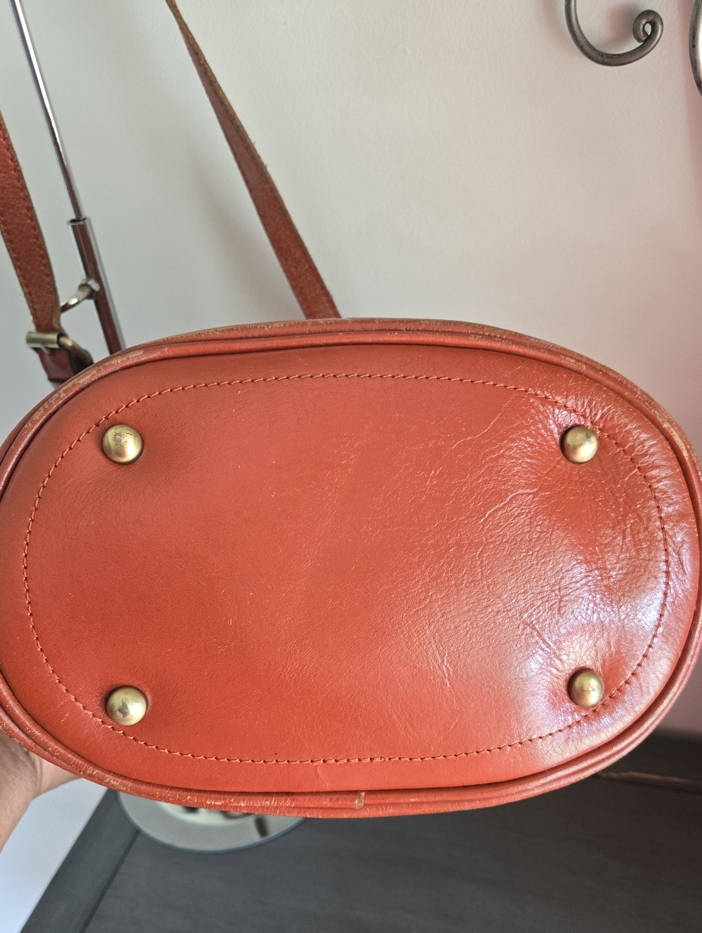 Patricia Nash Lavello Leather Bucket Bag - Rust Brown/Gold Lining - Picture 13 of 13